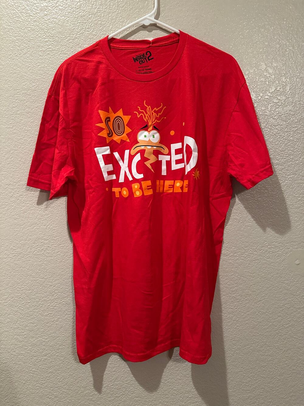 NWT Disney Inside Out 2 Pixar Anxiety So Excited To Be Here Red Tee L XL